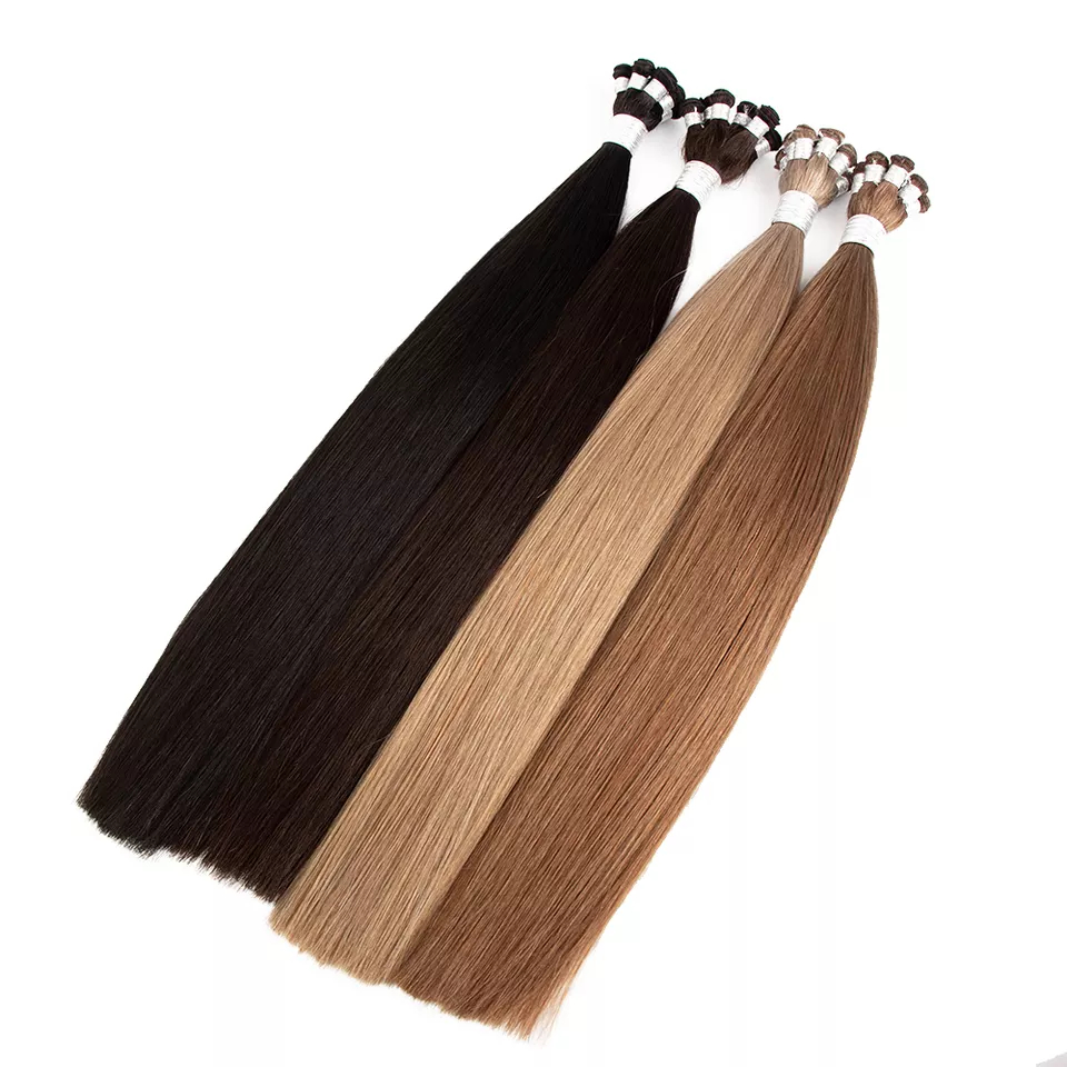 Factory Price Hand Tied Cuticle Aligned Human Hand Tied Weft Russian Hair Extensions